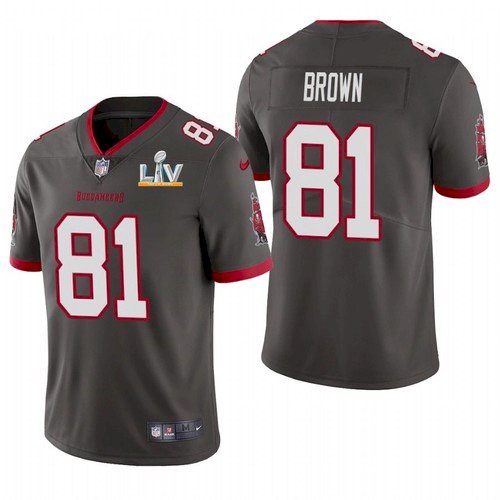 Men's Tampa Bay Buccaneers #81 Antonio Brown Grey NFL 2021 Super Bowl LV Limited Stitched Jersey Men's Tampa Bay Buccaneers #81 Antonio Brown Grey NFL 2021 Super Bowl LV Limited Stitched Jersey
